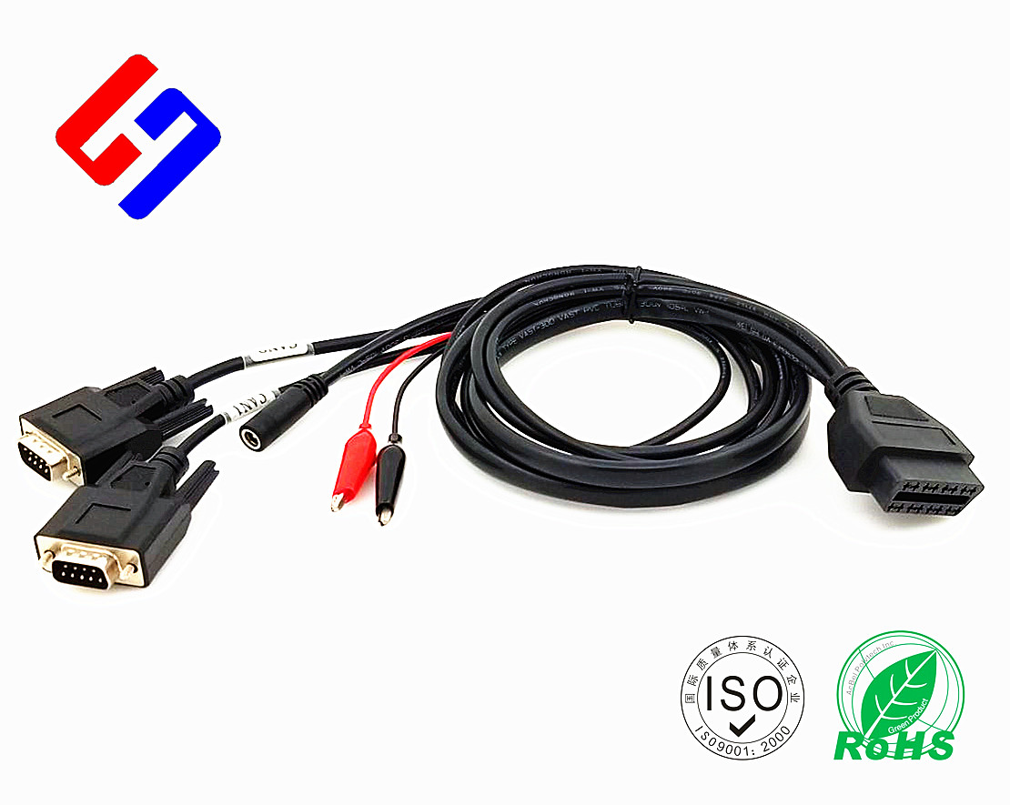 OBDII 16P J1962 FTO D-USB 9P M车用检测电缆
